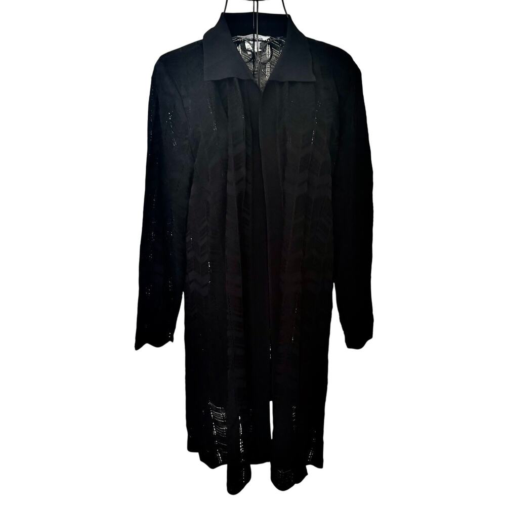 Exclusively Misook Y2K Chevron Knit Longline Duster Stretch Cardigan Lagenlook